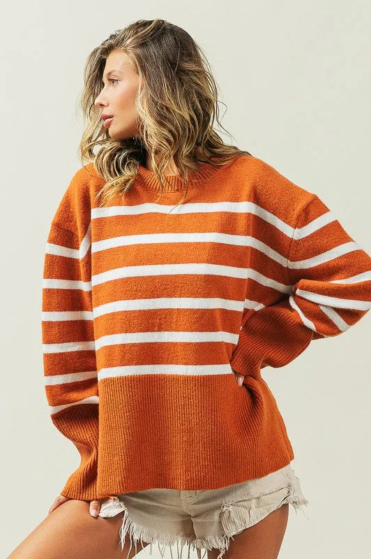 TEEK - Ribbed Hem Stripe Sweater