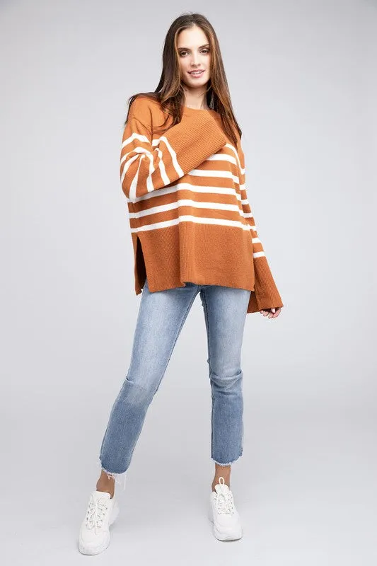 TEEK - Ribbed Hem Stripe Sweater