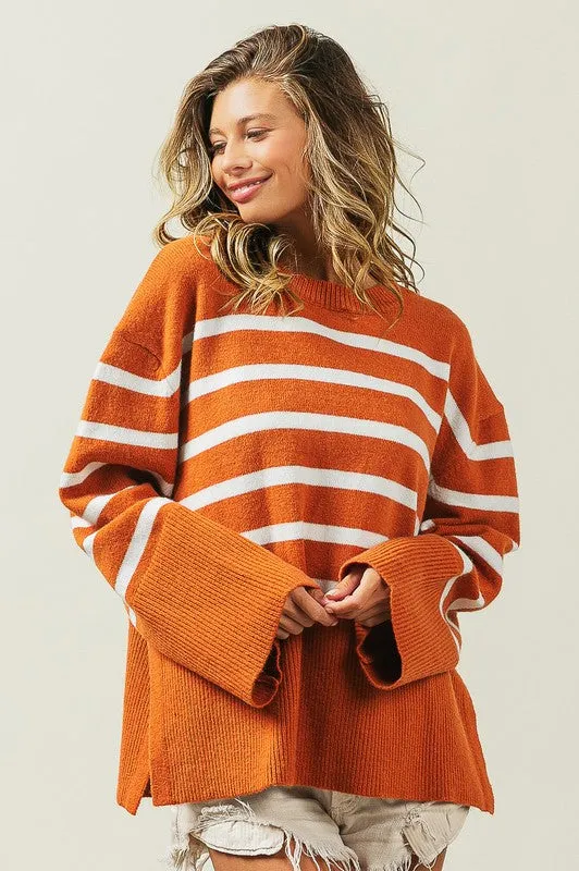 TEEK - Ribbed Hem Stripe Sweater