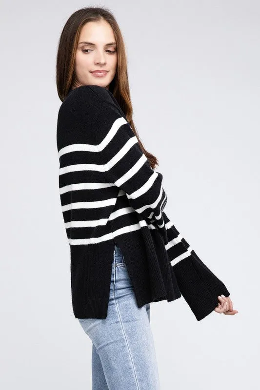 TEEK - Ribbed Hem Stripe Sweater