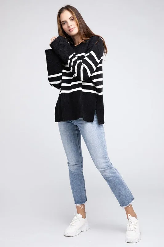 TEEK - Ribbed Hem Stripe Sweater