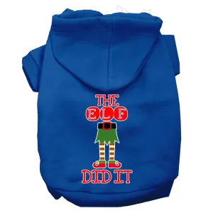 The Elf Did It Screen Print Dog Hoodie Blue L