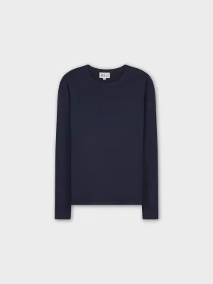 THIN KNIT CREW SWEATER-NAVY