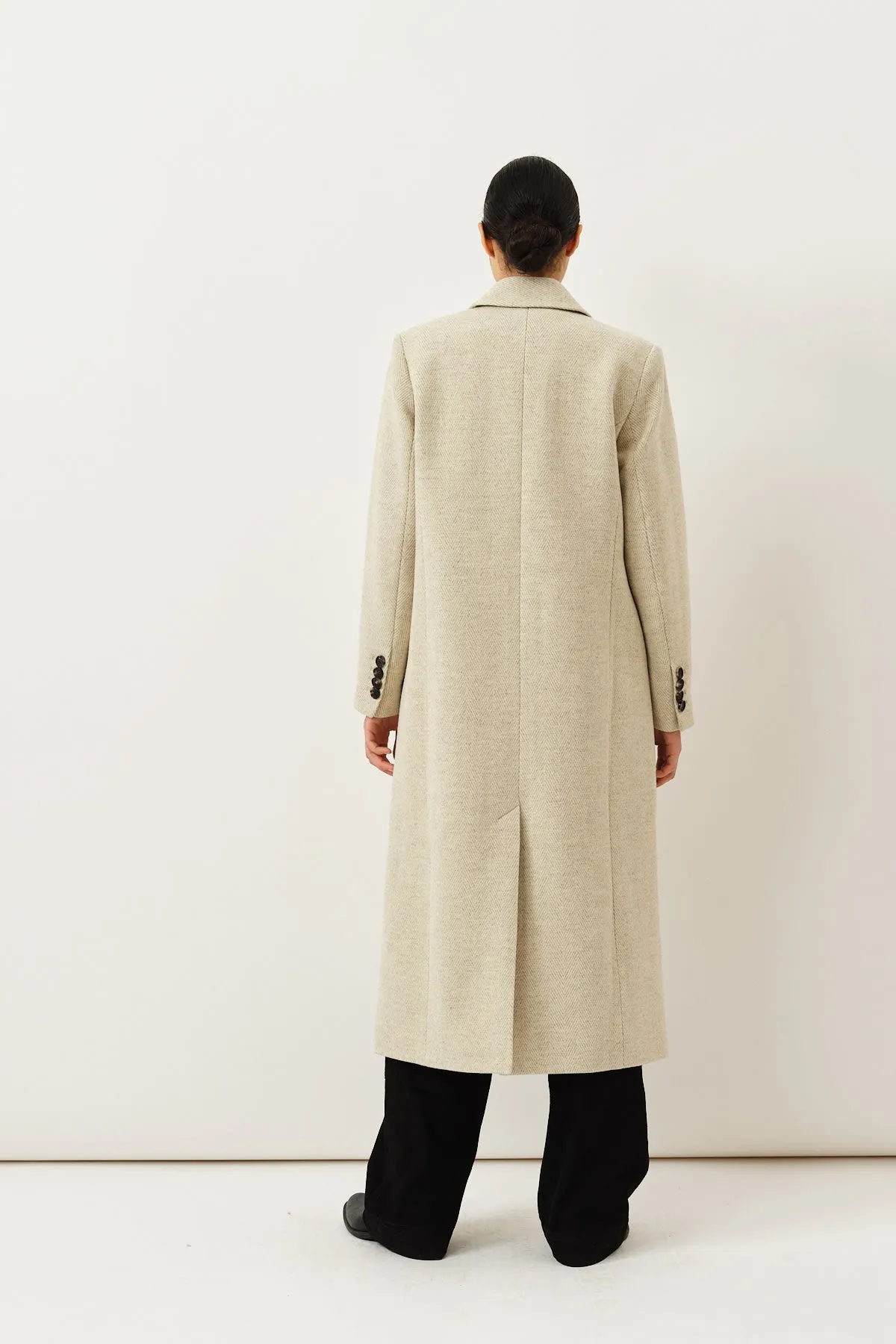 Tia Coat — Cream Herringbone