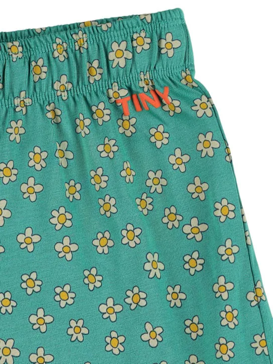 Tiny Cottons   Flower print ribbed cotton pants 