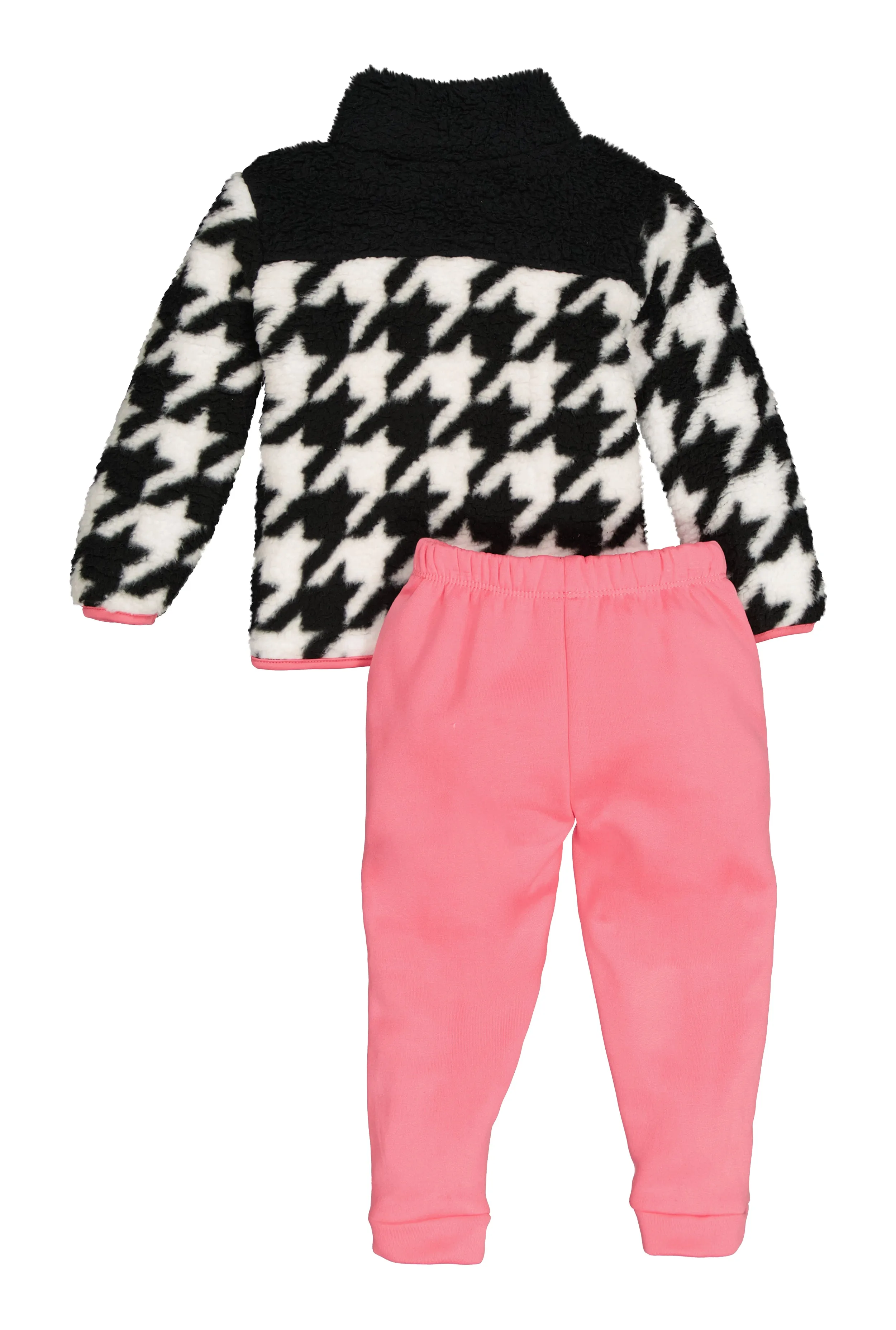 Toddler Girls Houndstooth Sherpa Jacket and Joggers