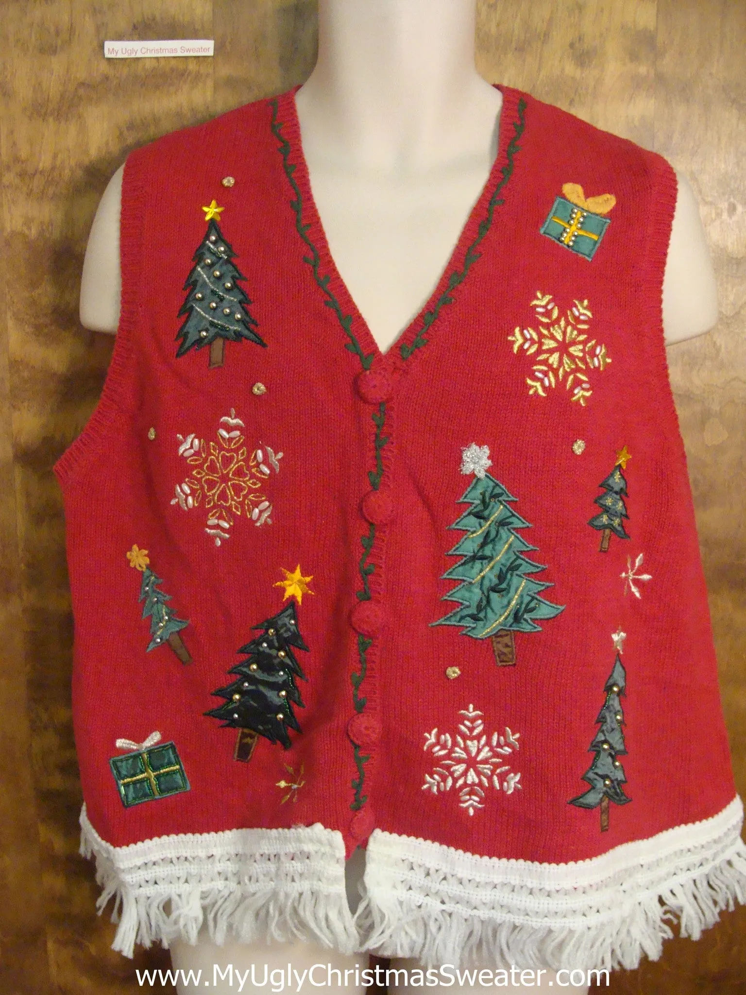 Trees and Snowflakes Ugly Christmas Jumper Vest