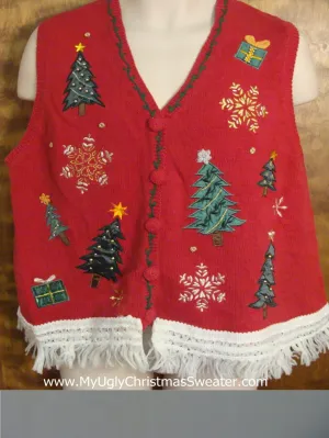 Trees and Snowflakes Ugly Christmas Jumper Vest