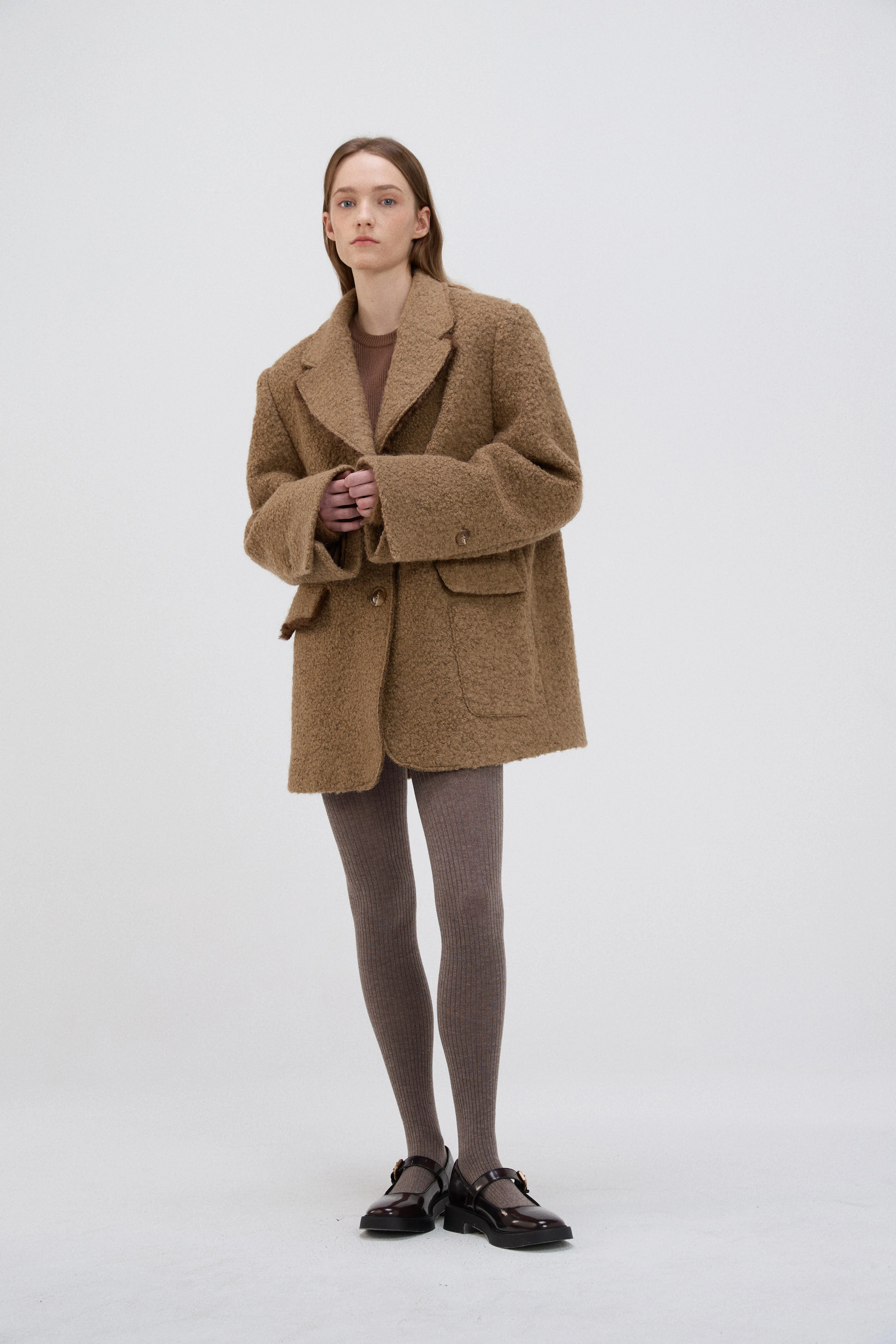 Trimmed Bouclé Blazer Coat