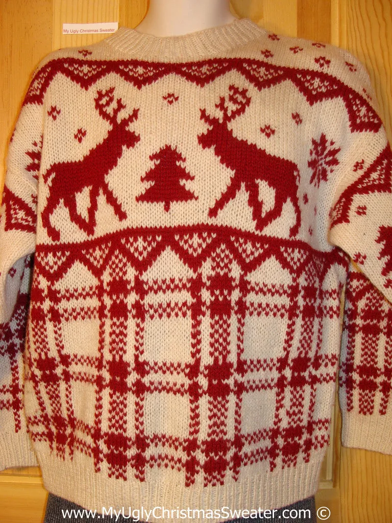 Ugly Christmas Sweater Party Vintage Tacky Reindeer Sweater (v28)