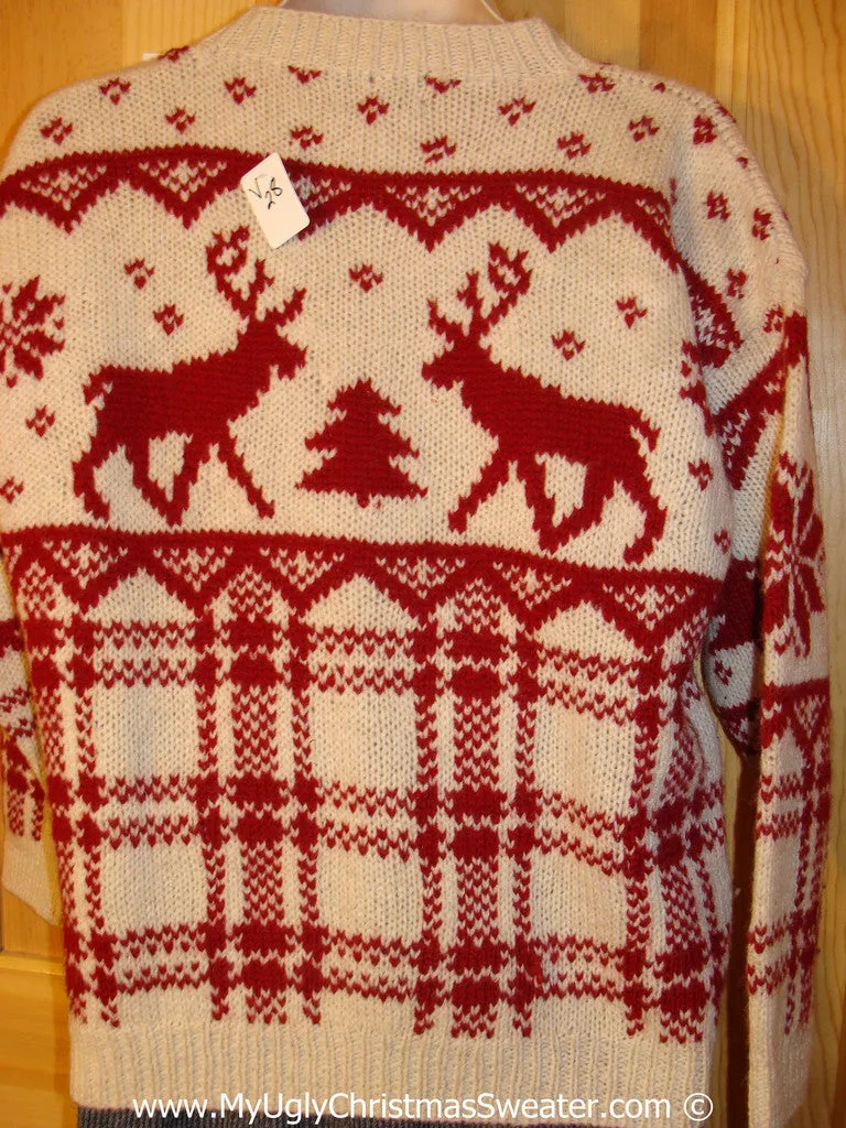 Ugly Christmas Sweater Party Vintage Tacky Reindeer Sweater (v28)