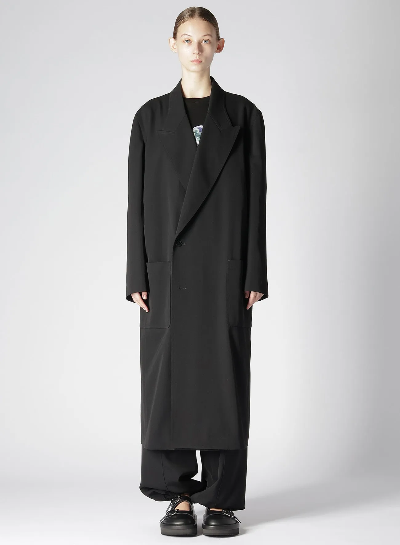 WASHER WOOL GABARDINE TAILORED COAT