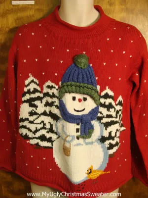 Winter Snowman and Trees Ugly Christmas Sweater