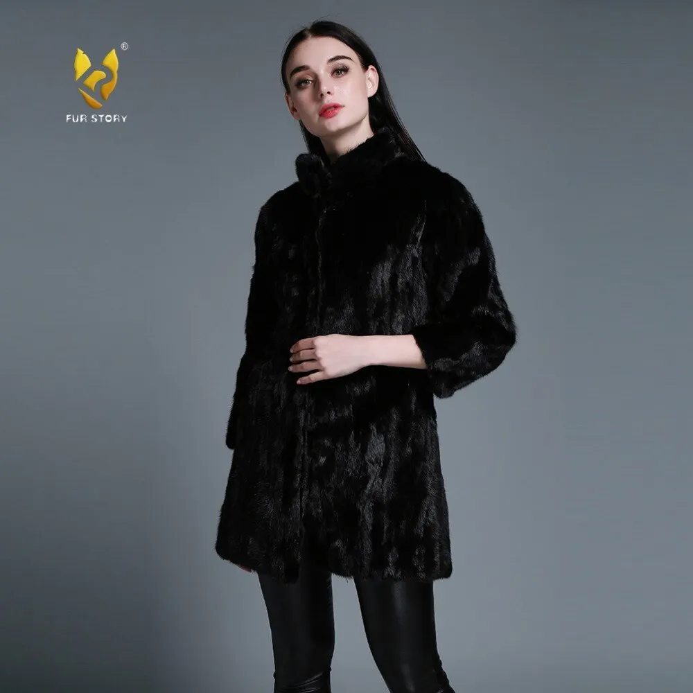 Women's Natural Mink Fur Coat Women Female Real Fur Women Long Overcoat