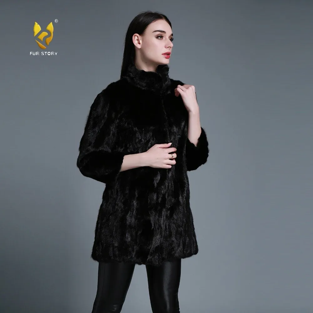 Women's Natural Mink Fur Coat Women Female Real Fur Women Long Overcoat