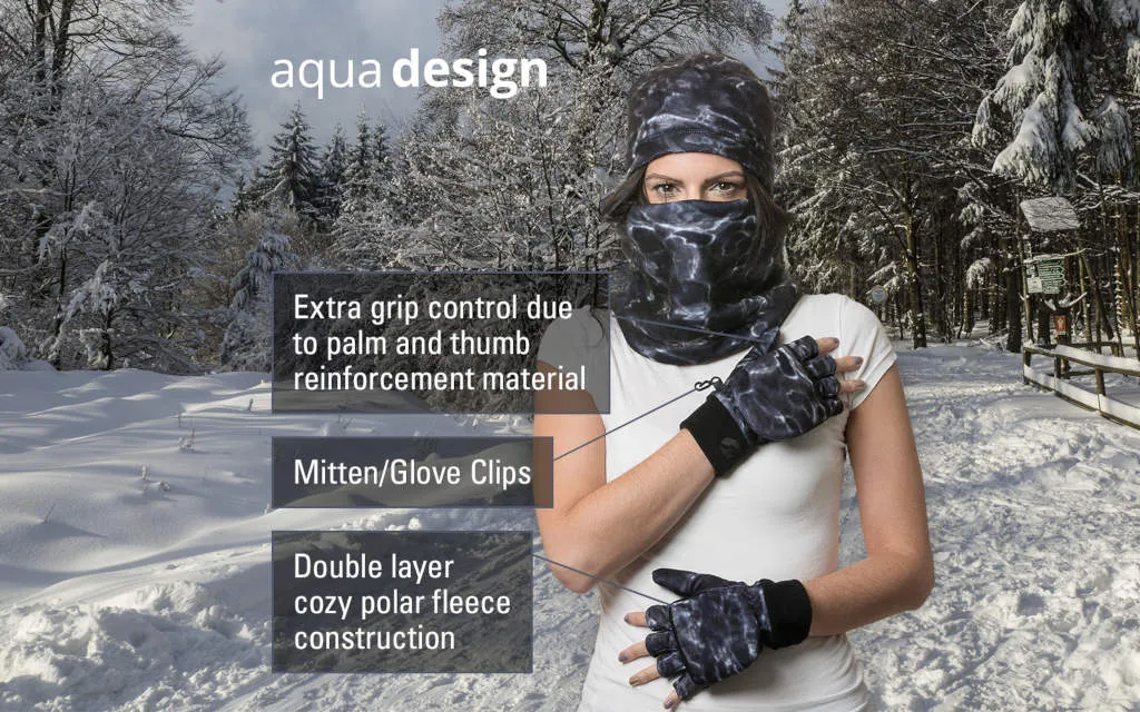 Womens Polar Fleece Fingerless Glove Mitten | Aqua Design