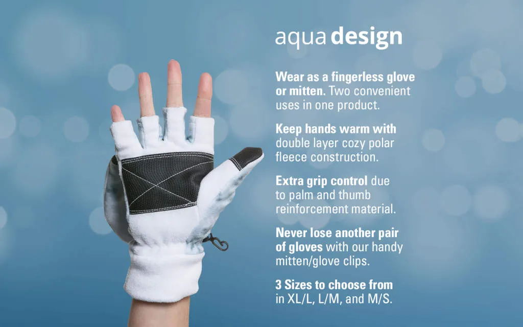 Womens Polar Fleece Fingerless Glove Mitten | Aqua Design