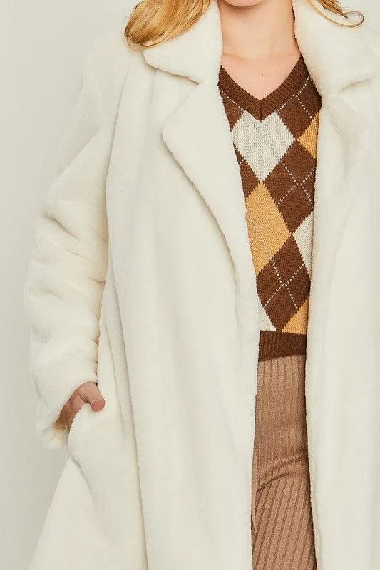 Woven Solid Teddy Collar Coat