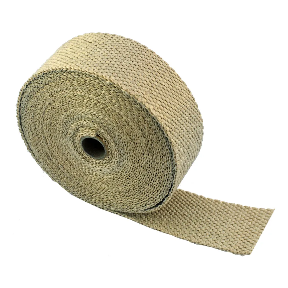 Yellow/Tan color exhaust wrap 2in x 33ft   8 Stainless steel zip ties