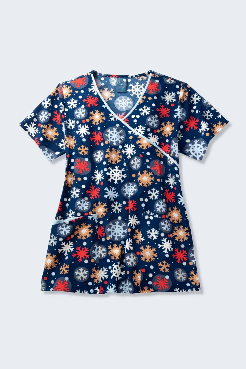 Z17213 Frosty Drop Women's Print Scrub Top